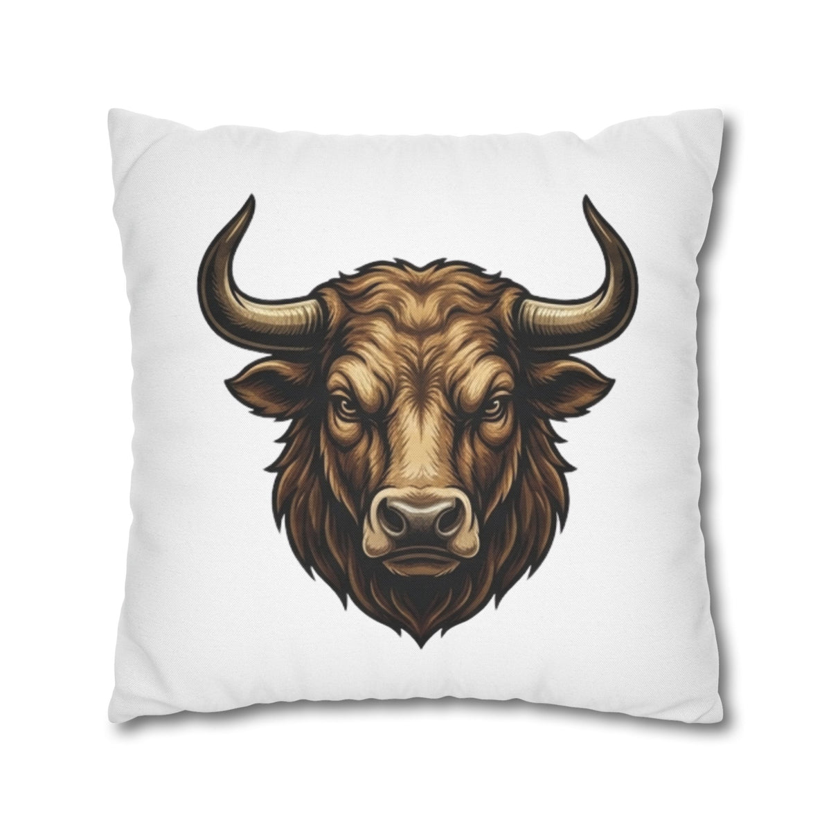 Taurus Bull Head Decorative Pillowcase — Rustic Farmhouse Toss Pillow Cover