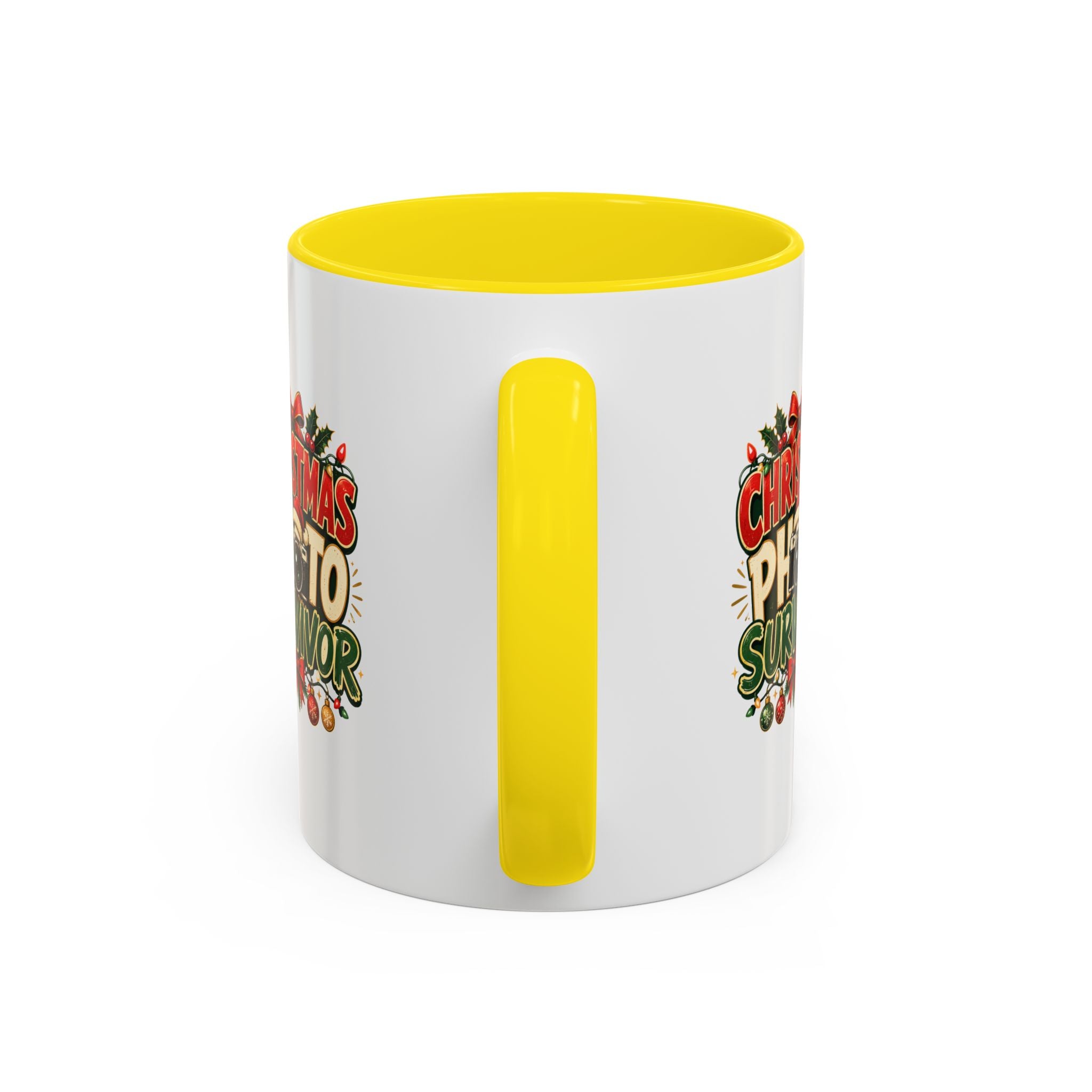 Christmas Photo Survivor Accent Coffee Mug — Holiday Photographer Gift