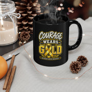Courage Wears Gold Childhood Cancer Awareness Black Mug (11oz, 15oz)