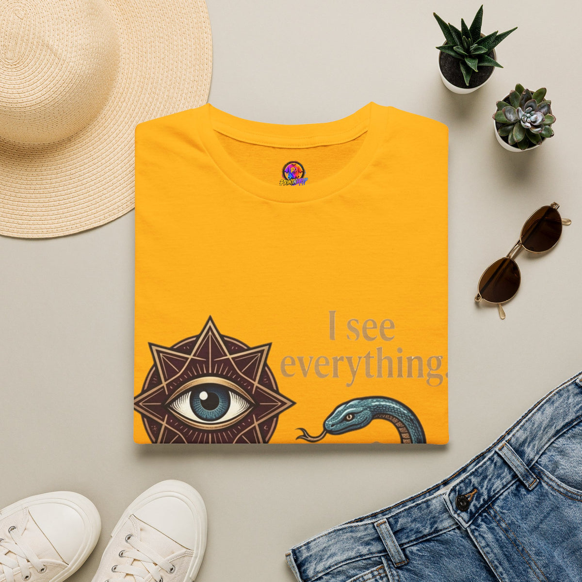 Scorpio “I See Everything” Zodiac T‑Shirt — Astrological Snake & All‑Seeing Eye Design