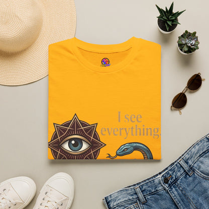 Scorpio “I See Everything” Zodiac T‑Shirt — Astrological Snake & All‑Seeing Eye Design
