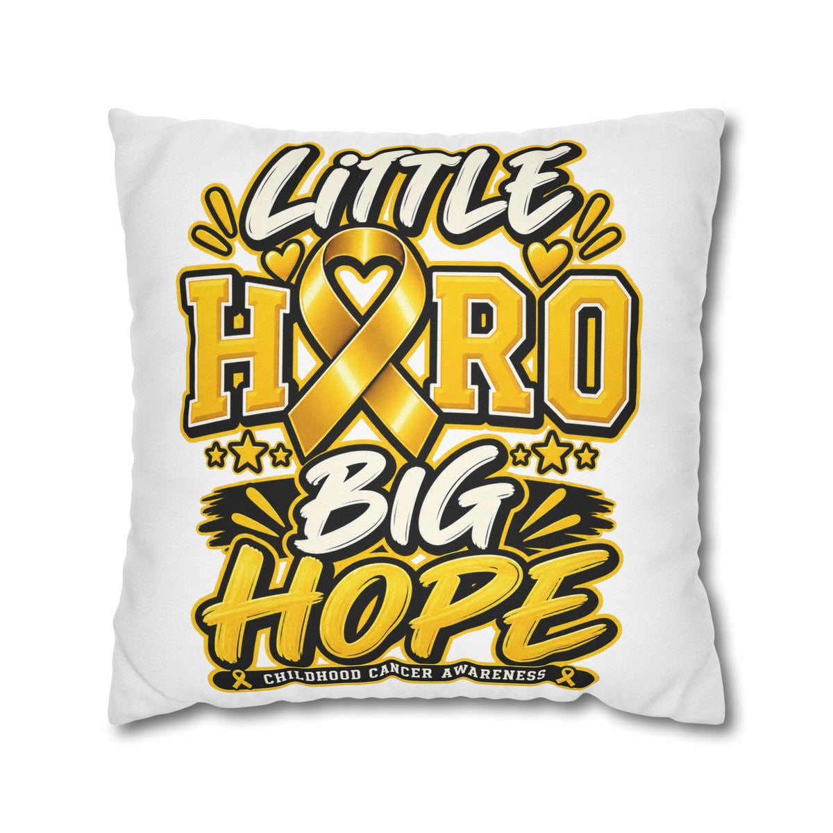 Pillowcase — "Little Hero Big Hope" Childhood Cancer Awareness Cushion Cover