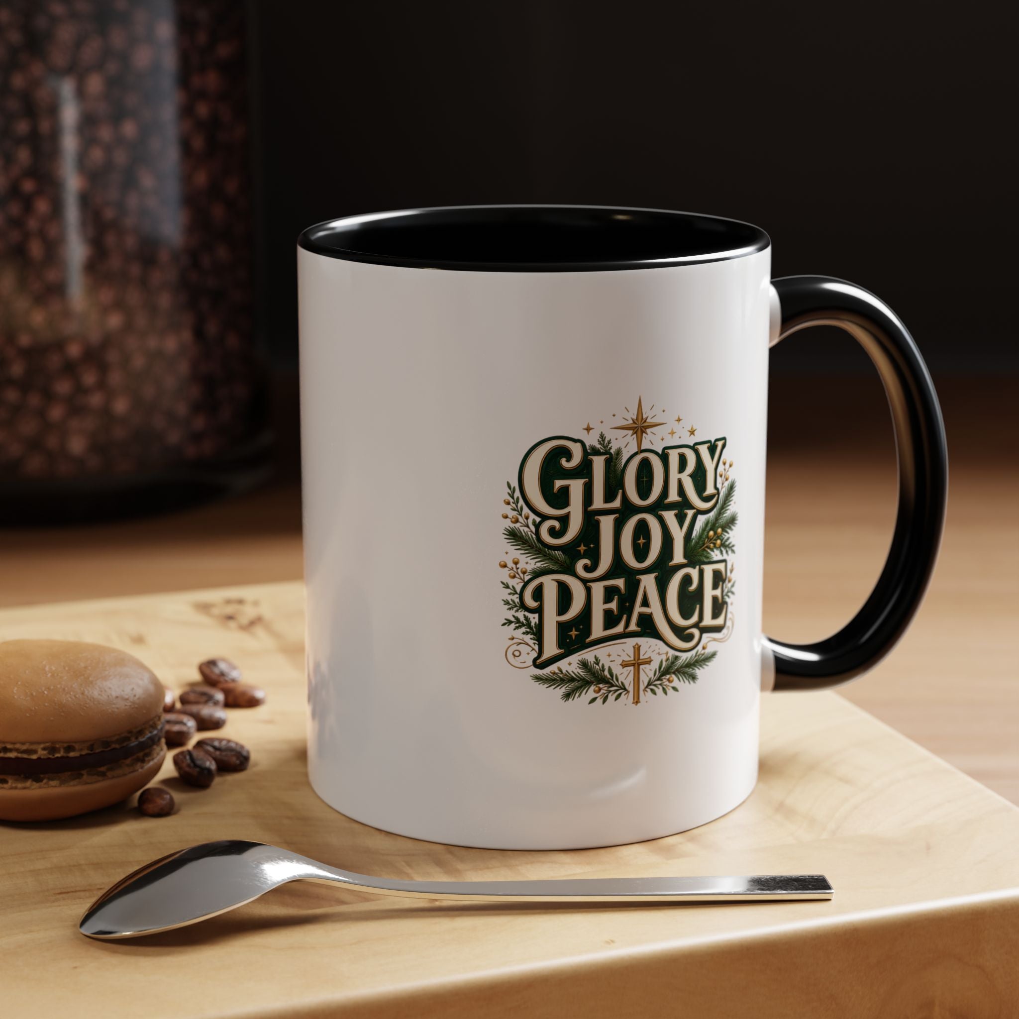Glory Joy Peace Christmas Coffee Mug - Holiday Scripture Accent Mug