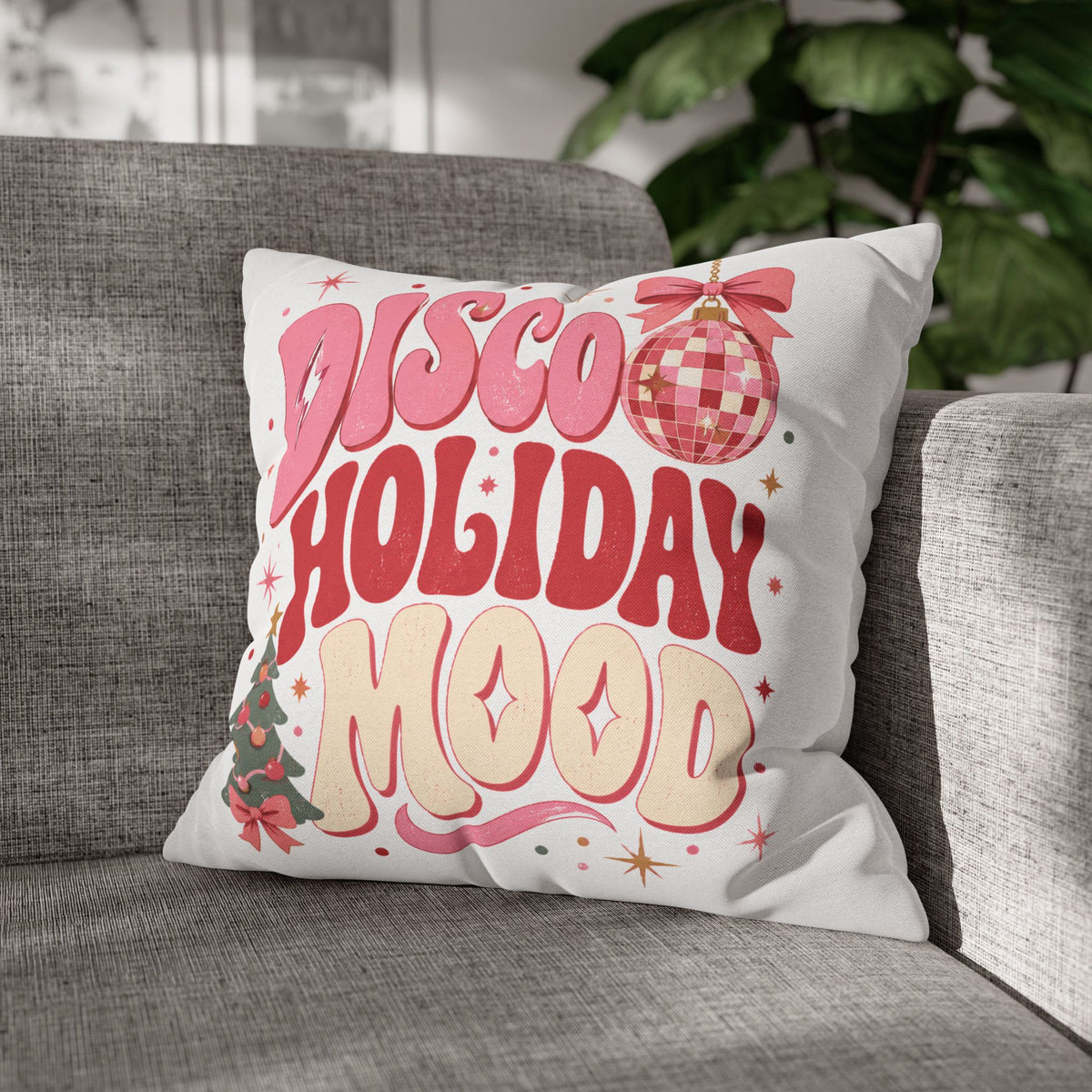 Holiday Pillowcase — 'Disco Holiday Mood' Retro Christmas Decor Modern Day Christmas