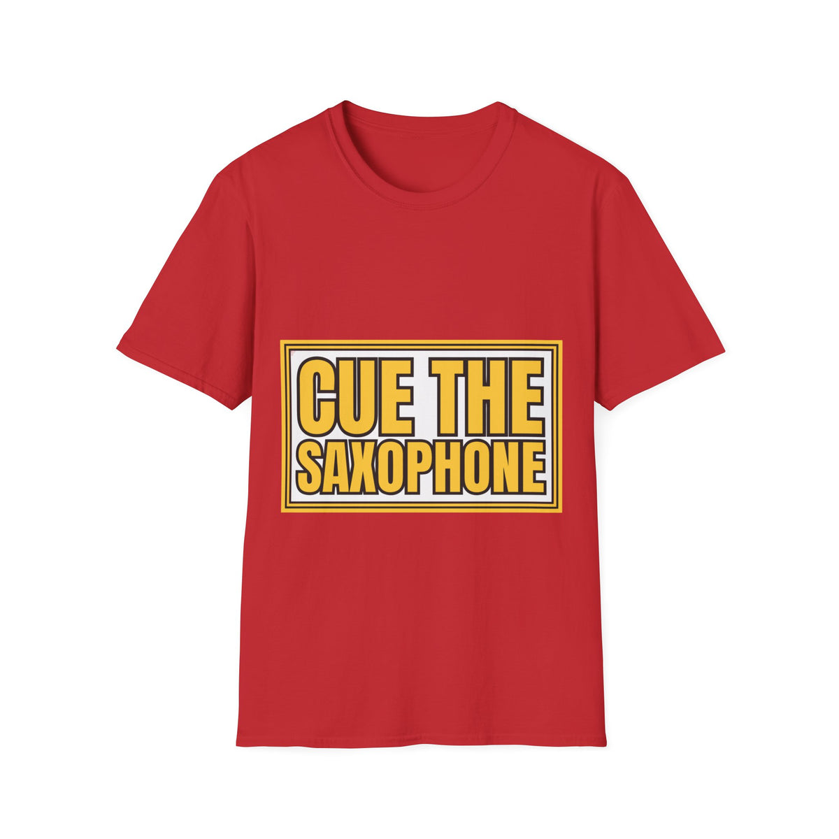 "Cue The Saxophone" Bold Yellow Typography Graphic Tee - Trending Now - September 2026