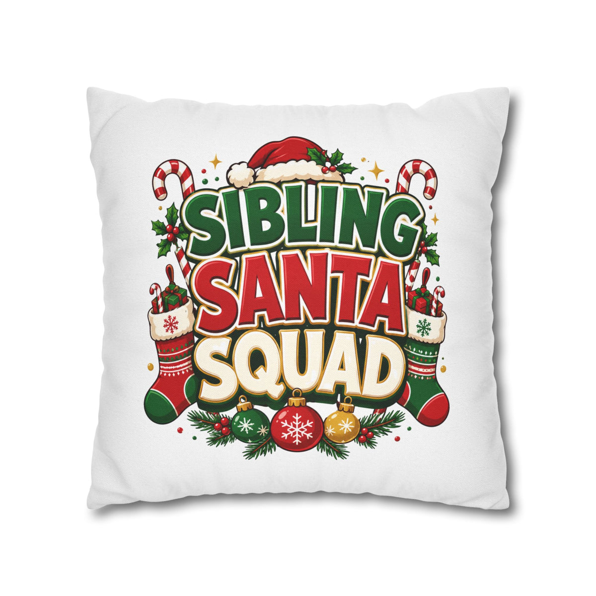 Christmas Sibling Santa Squad Pillowcase