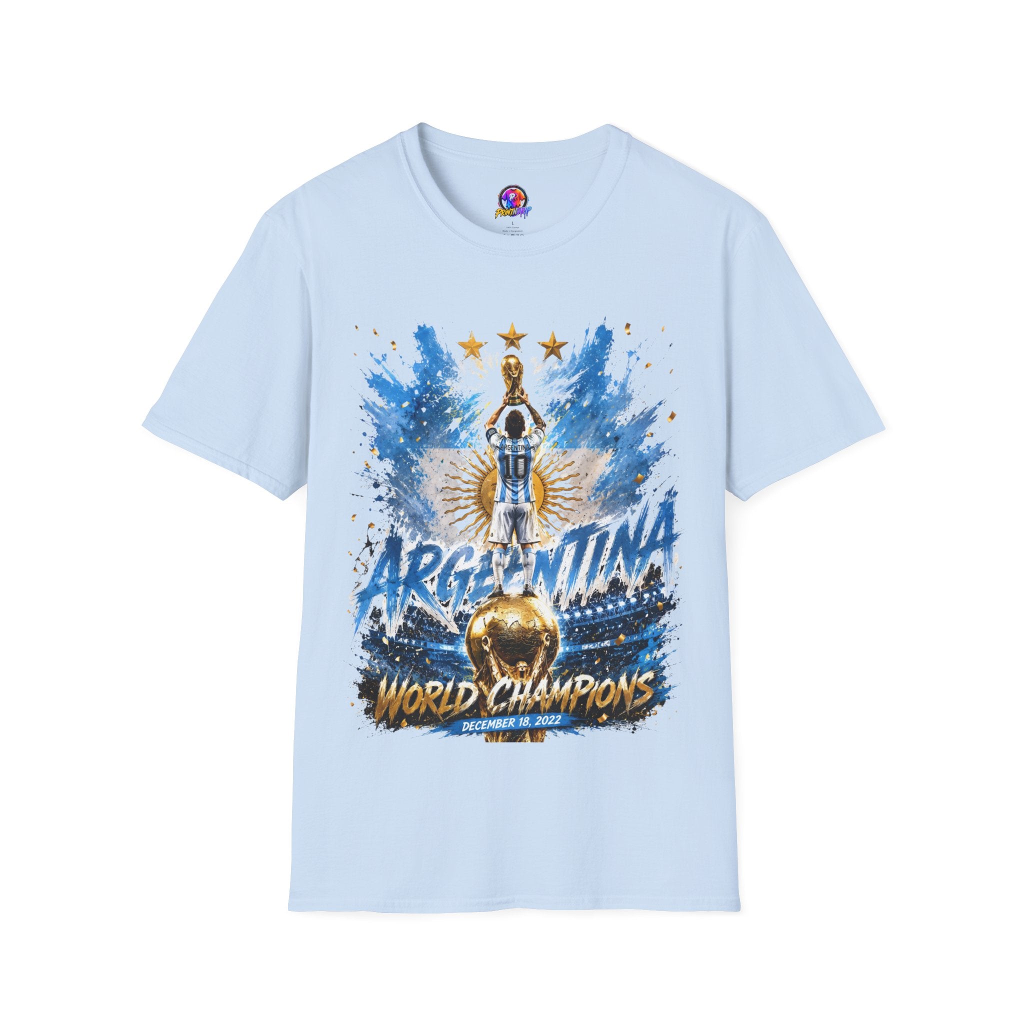 Argentina World Champions T‑Shirt — Soccer World Cup 3 Stars Tribute