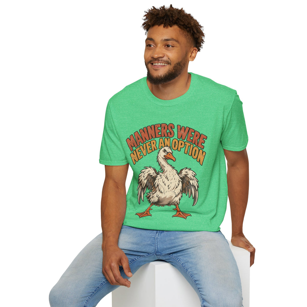 Funny And Witty “Manners Were Never An Option” Goose Graphic T-Shirt