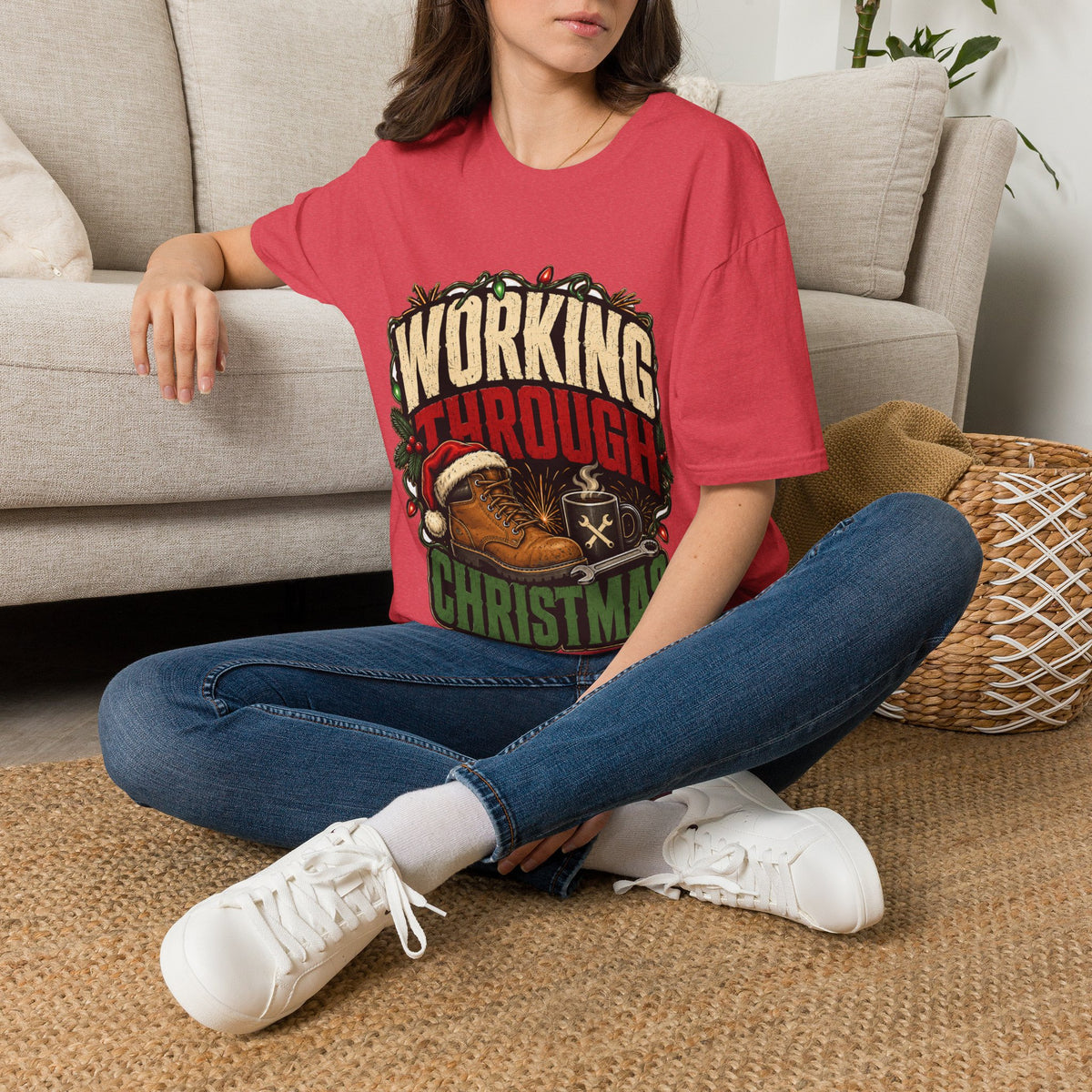 Working Through Christmas T-Shirt — Funny Holiday Nurse/Worker Gift