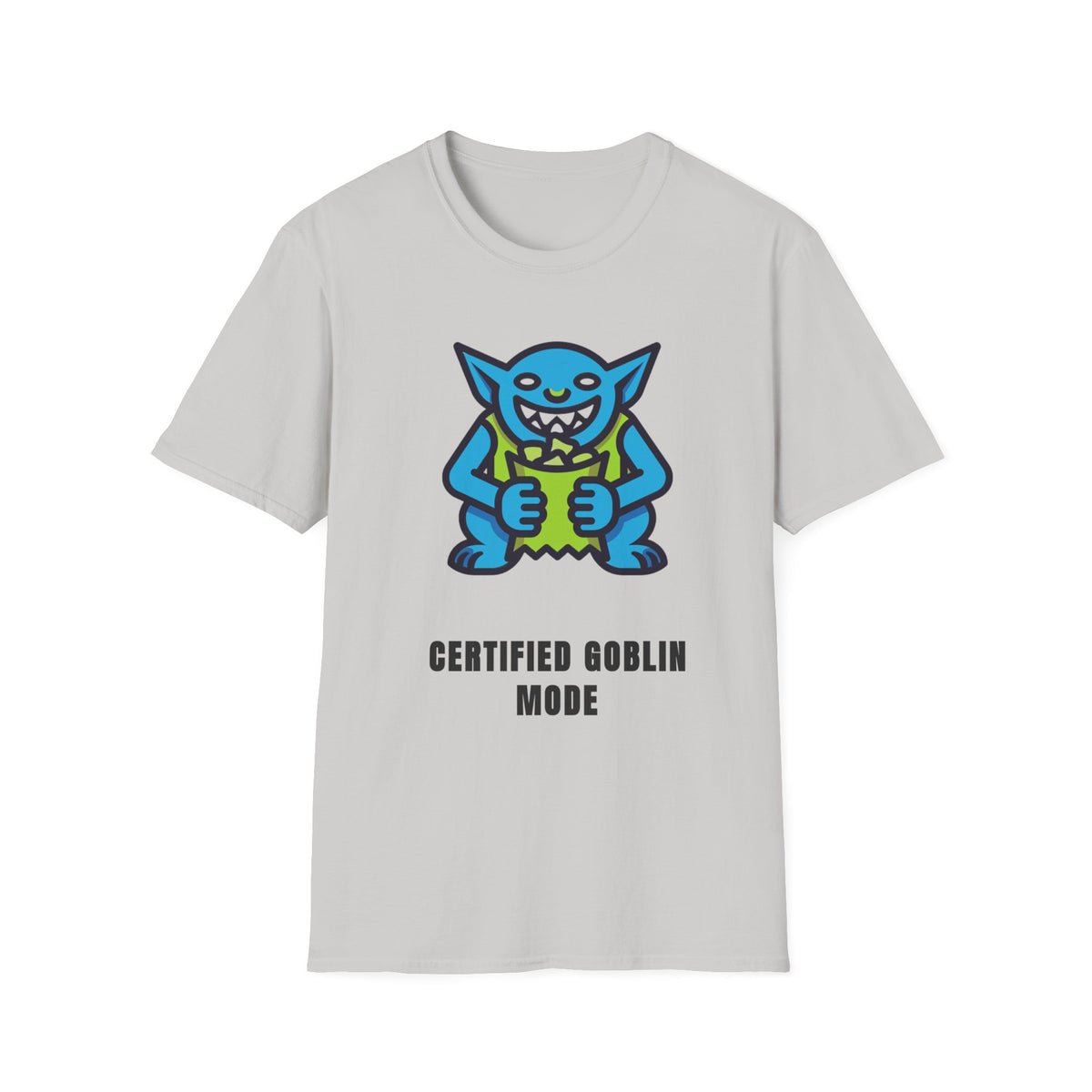 Gritty Goblin Graphic Tee - Cute Blue Goblin "Destined Goblin Mode" T-Shirt - Trending Now - September 2026