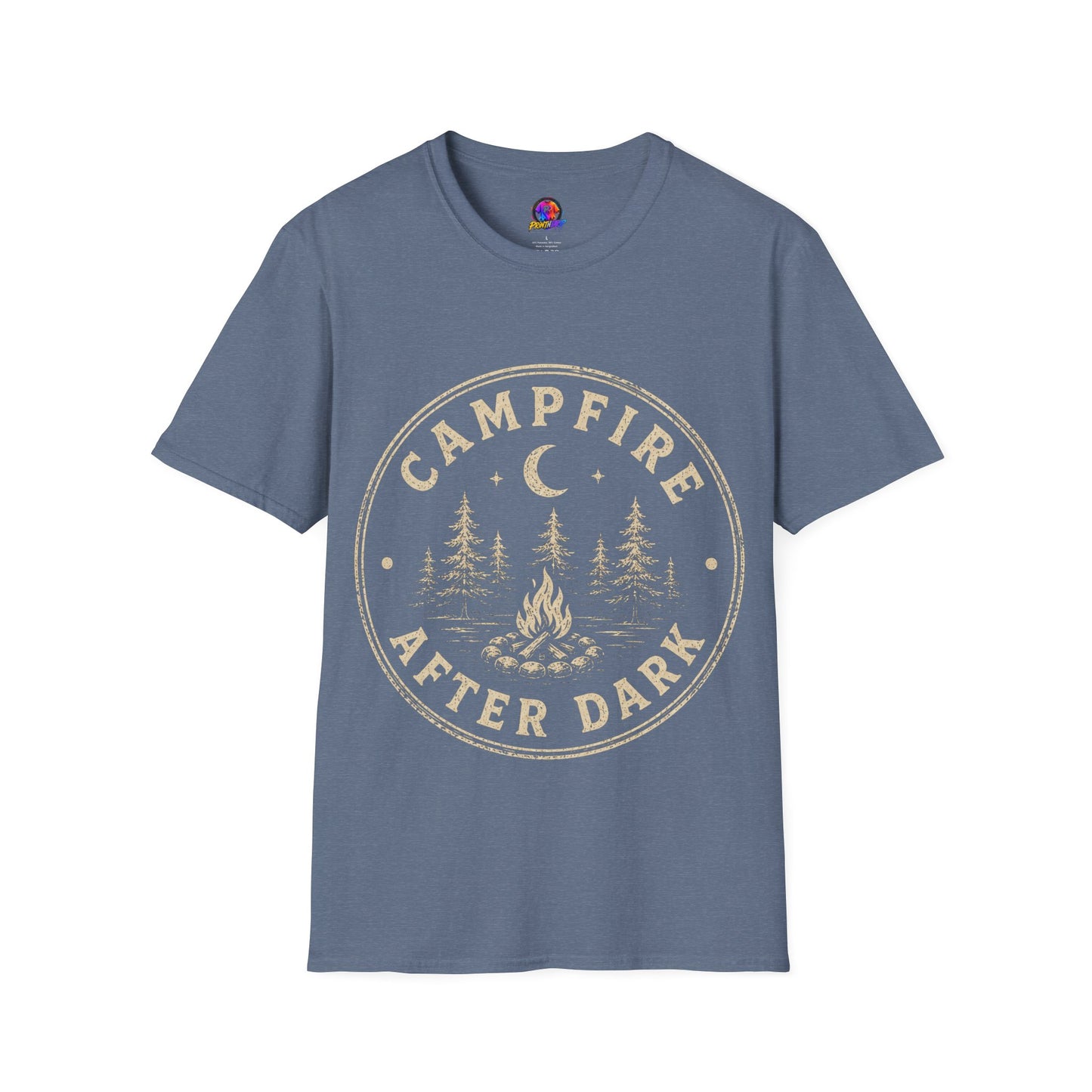 Campfire After Dark T-Shirt — Vintage Moon & Pines Camping Tee