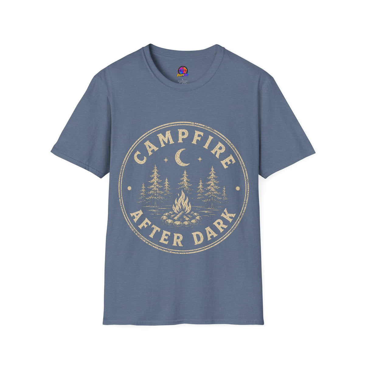 Campfire After Dark T-Shirt — Vintage Moon & Pines Camping Tee