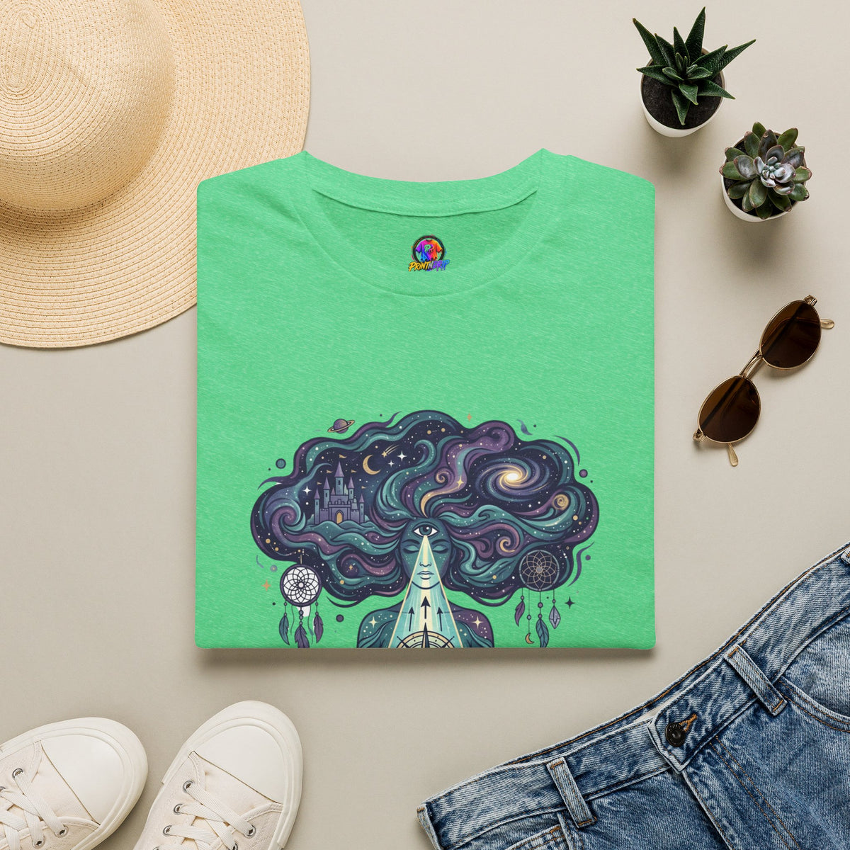 Dreamy Meditation T-Shirt — 'Guided by dreams, ruled by intuition' Spiritual Art Tee