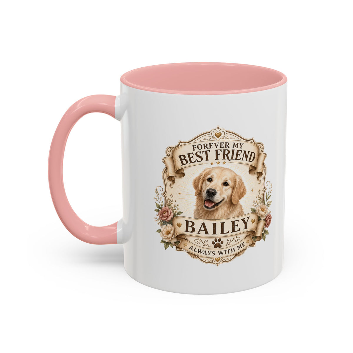 Milo Bailey Dog Dad Mom Personalized Dog Coffee Mug – "Forever My Best Friend" Golden Retriever Accent Mug