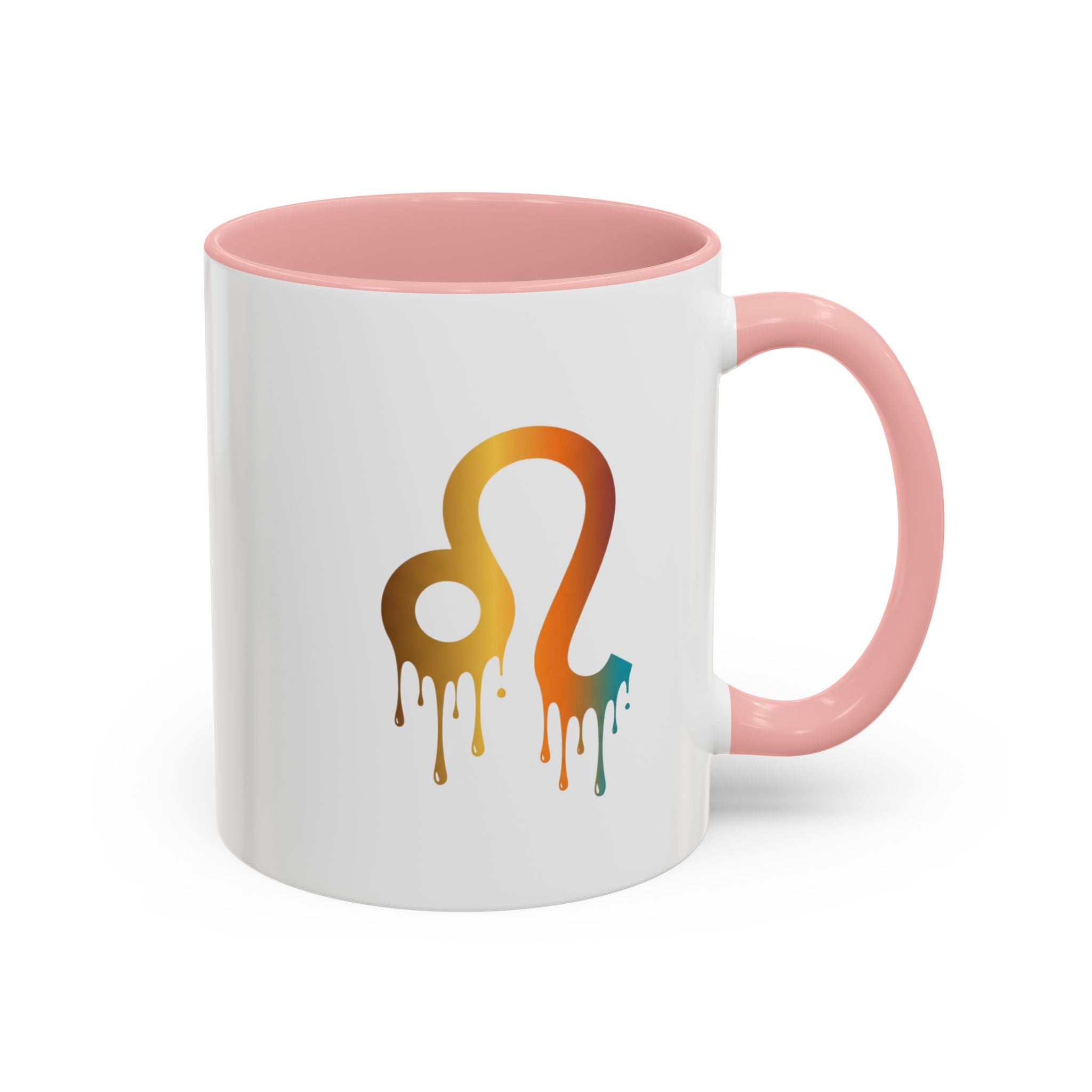 Leo Zodiac Coffee Mug — Dripping Rainbow Leo Symbol Accent Mug