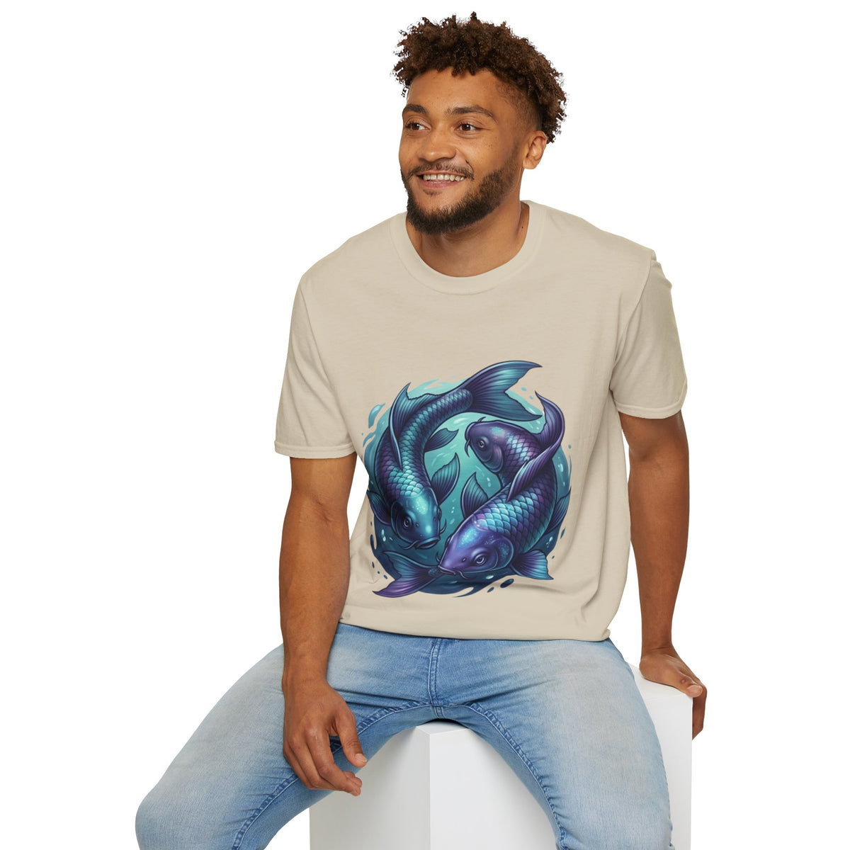 Koi Fish Circle T-Shirt — Artistic Yin Yang Aquatic Tee