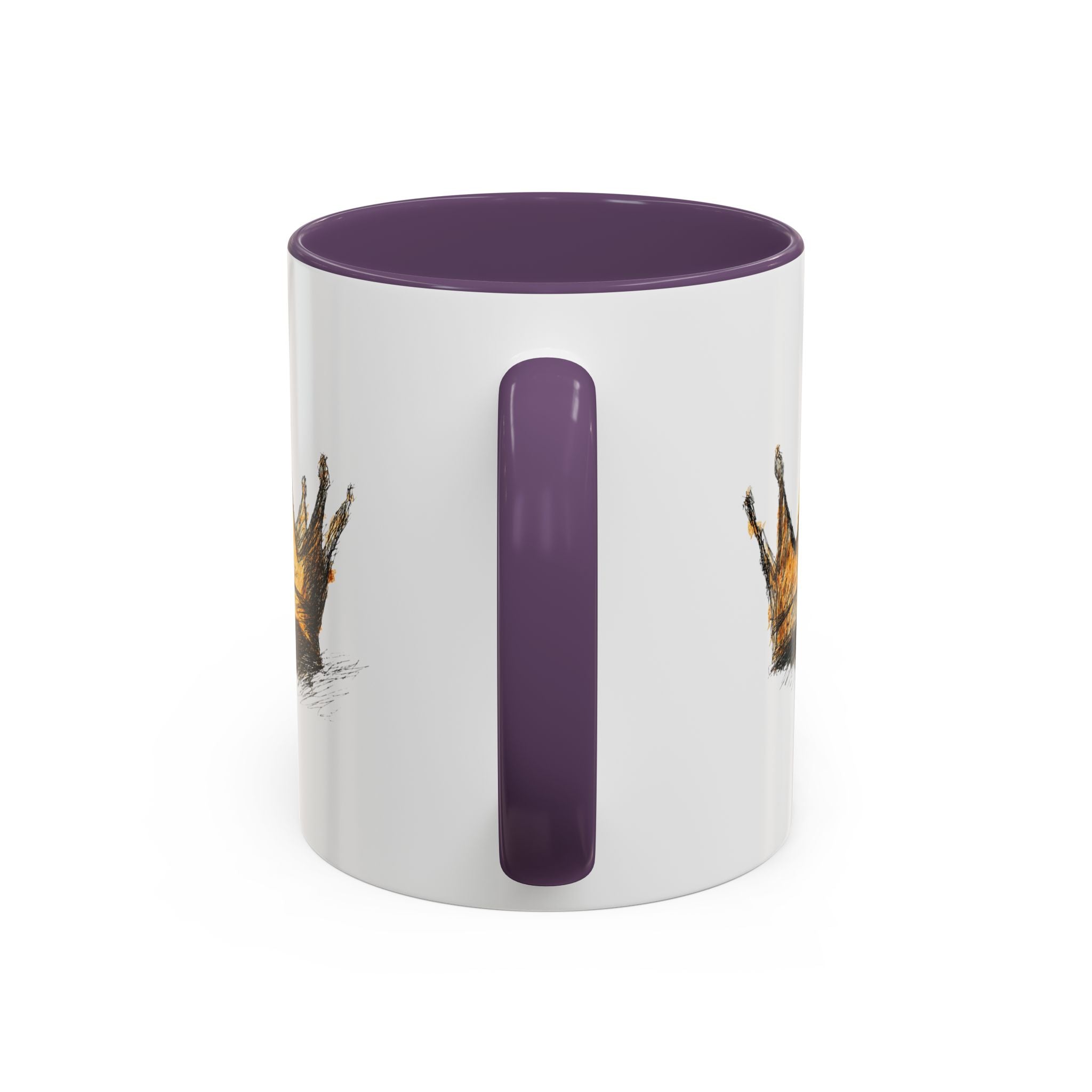 Royal Crown Accent Coffee Mug — Hand-Sketched Gold Crown Design