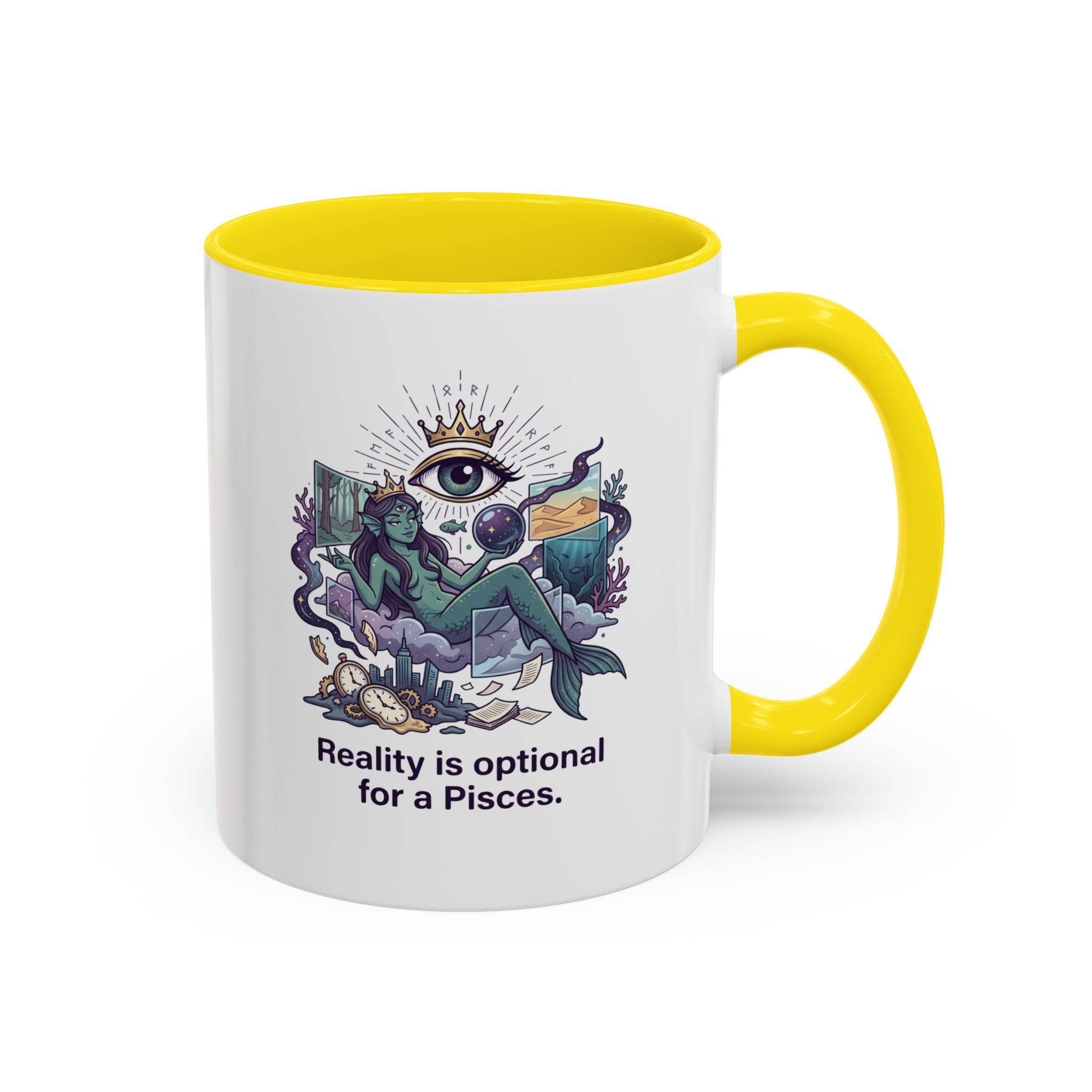 Pisces Zodiac Coffee Mug — "Reality is Optional for a Pisces" Accent Mug