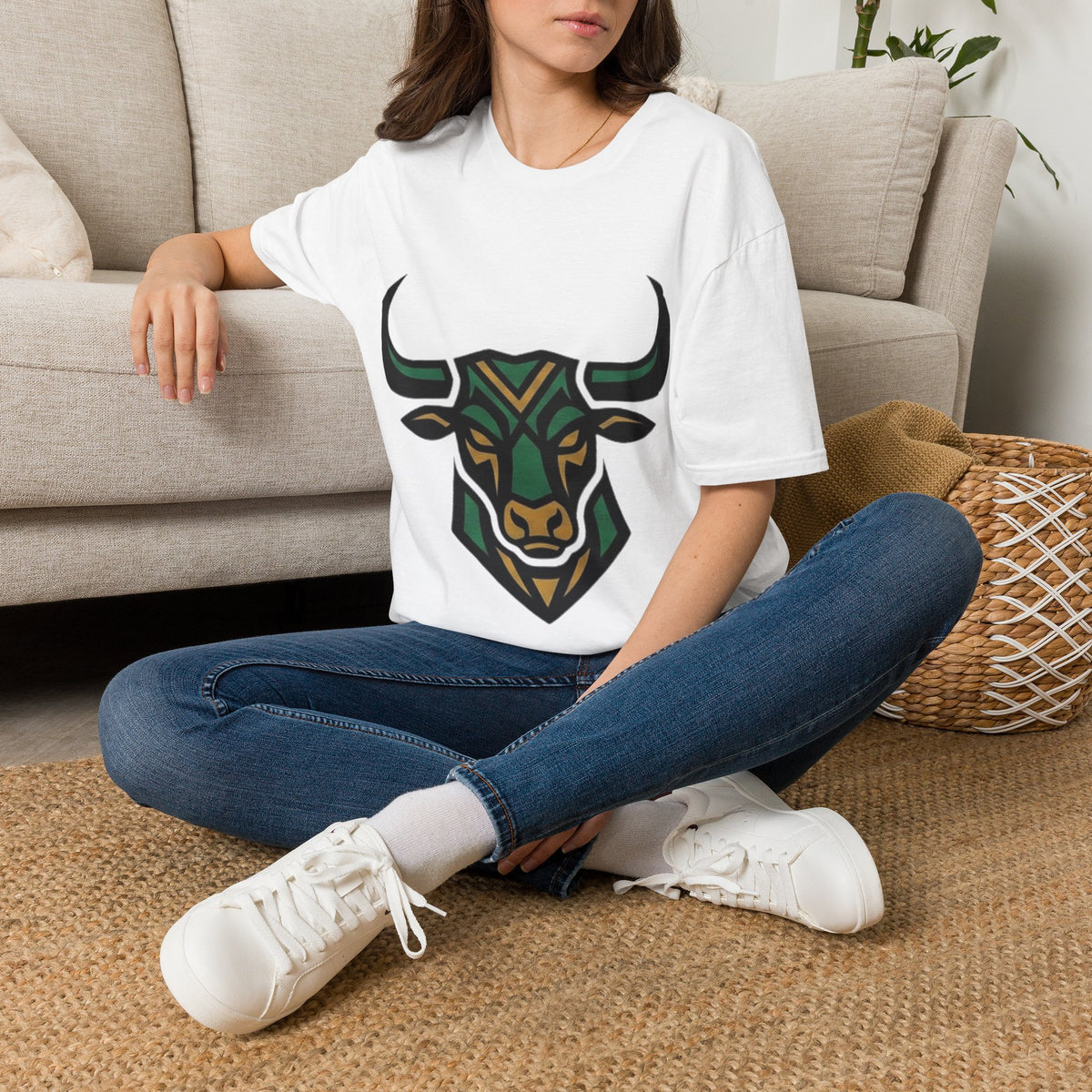 Bull Head Graphic T-Shirt — Tribal Geometric Rodeo Tee