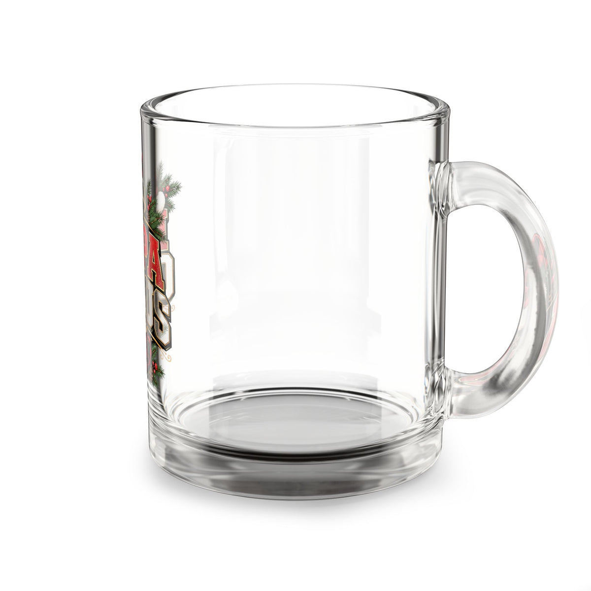 Christmas Glass Mug 10 oz Papa Claus Glass Mug — 10oz Christmas Coffee Cup for Dads