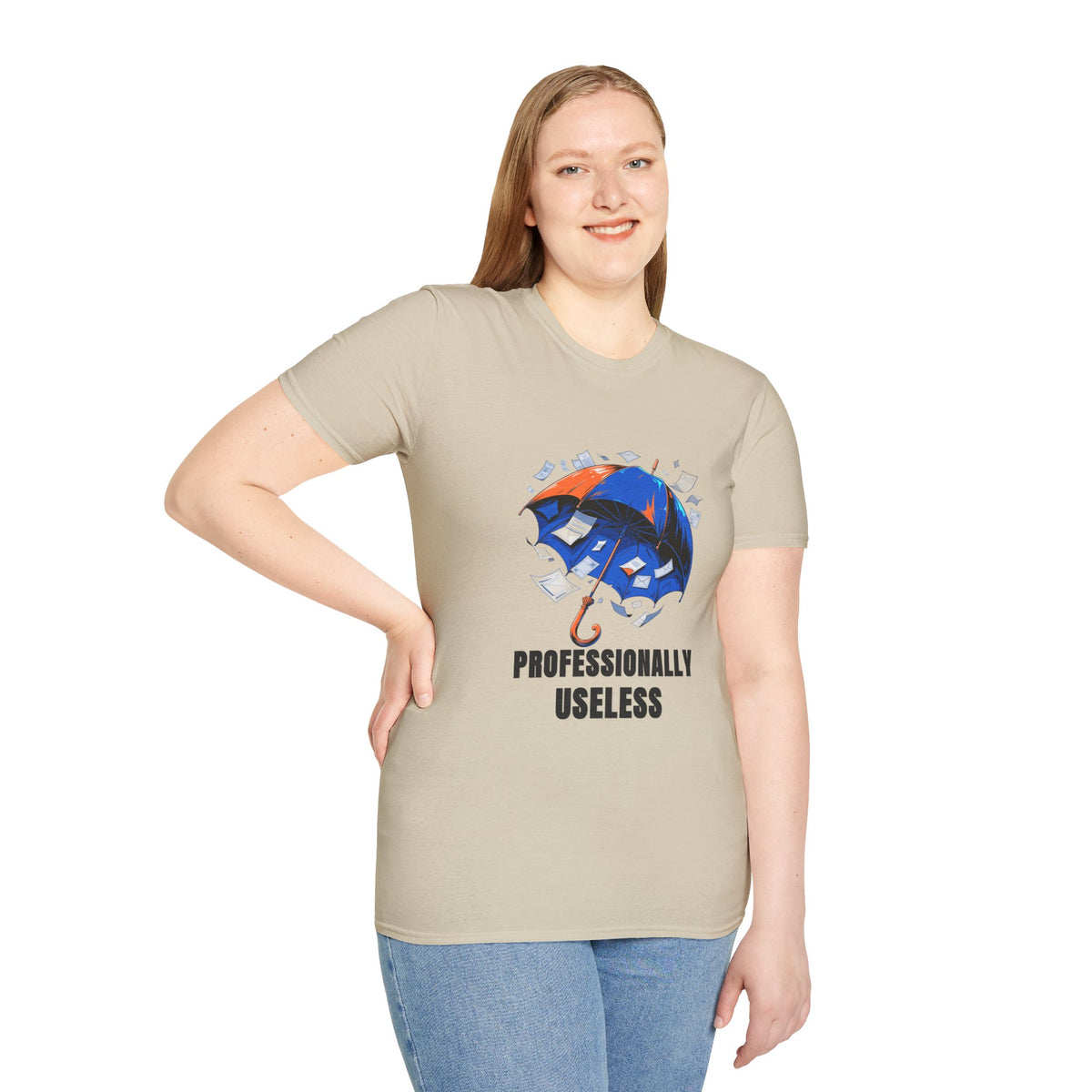 Professionally Useless T-Shirt — Illustrated Umbrella Graphic - Trending Now - August 2026