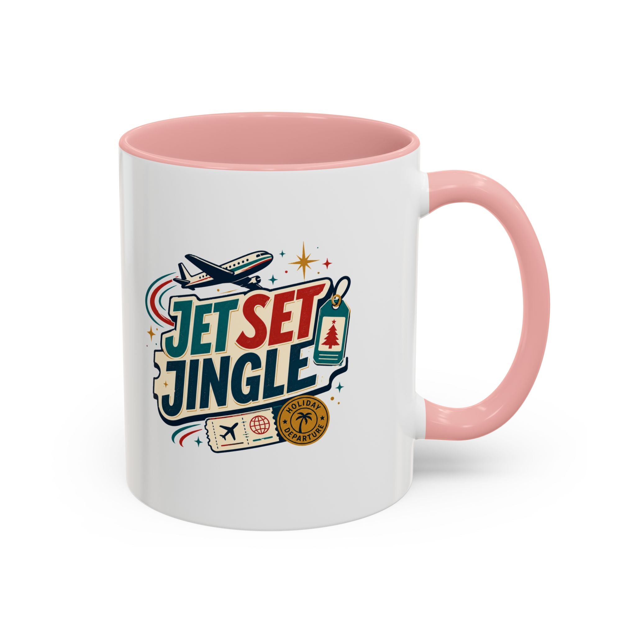 Modern Day Christmas Jet Set Jingle Coffee Mug — Holiday Travel Themed Accent Mug