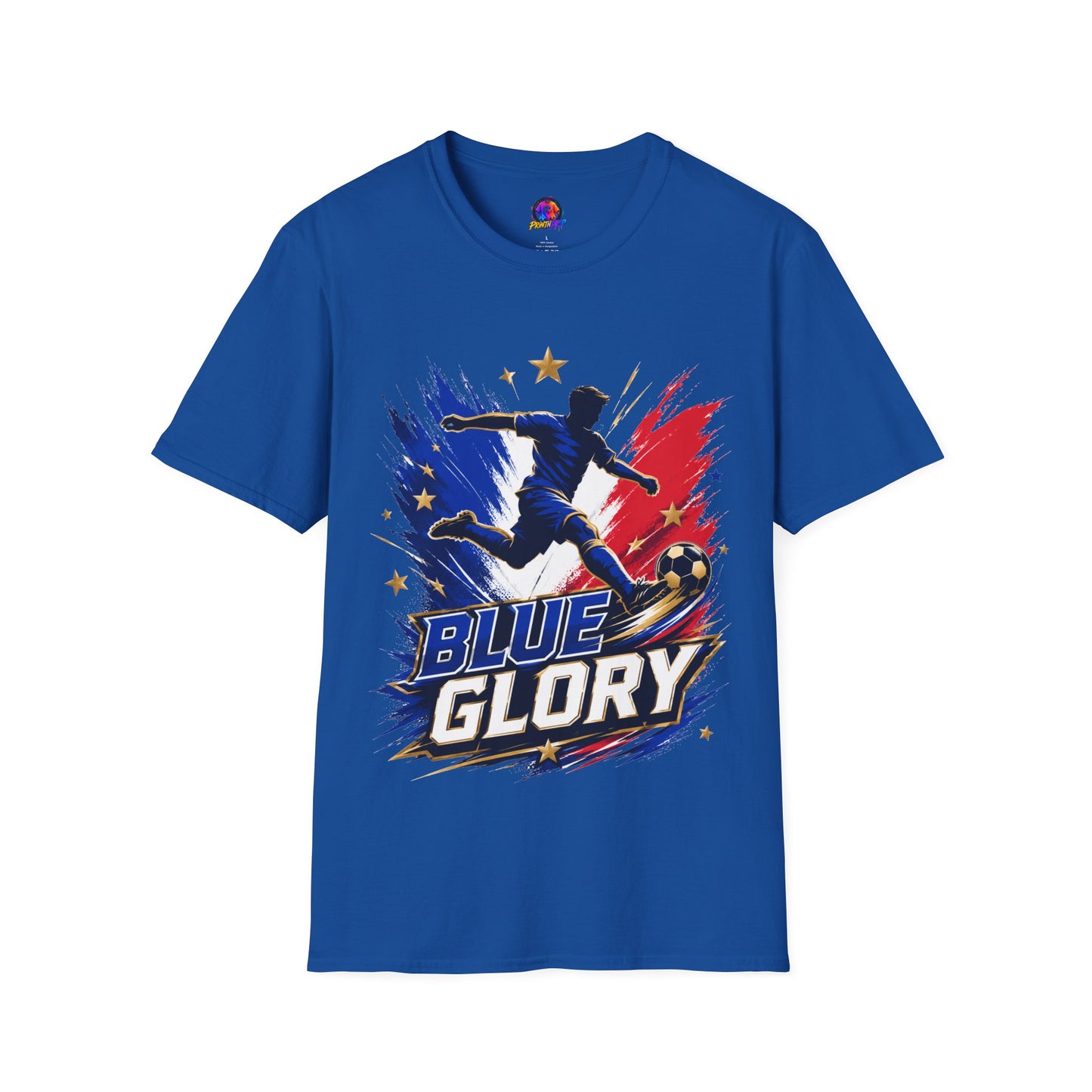France Soccer T-Shirt — "Blue Glory" Red, White & Blue Player Graphic