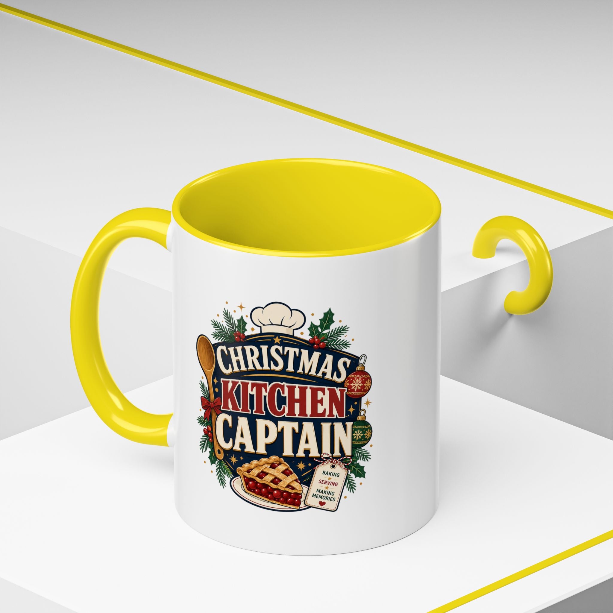 Modern Day Christmas Kitchen Captain Accent Coffee Mug — Holiday Baking Chef Gift (11/15oz)