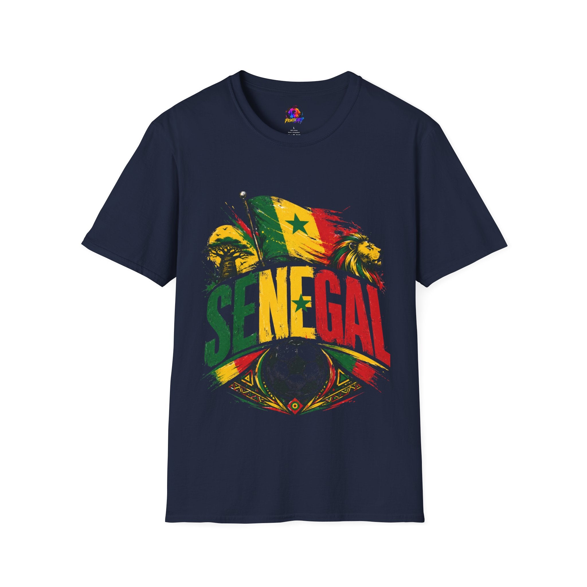Senegal Flag Soccer T-Shirt — Lion & Football Pride Tee