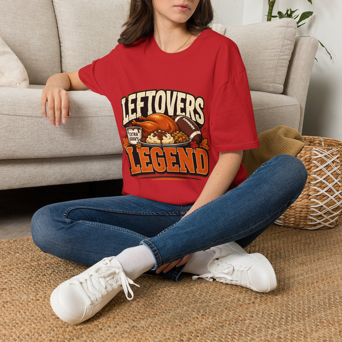 Thanksgiving T-Shirt Leftovers Legend T-Shirt — Thanksgiving Football Turkey Graphic Tee