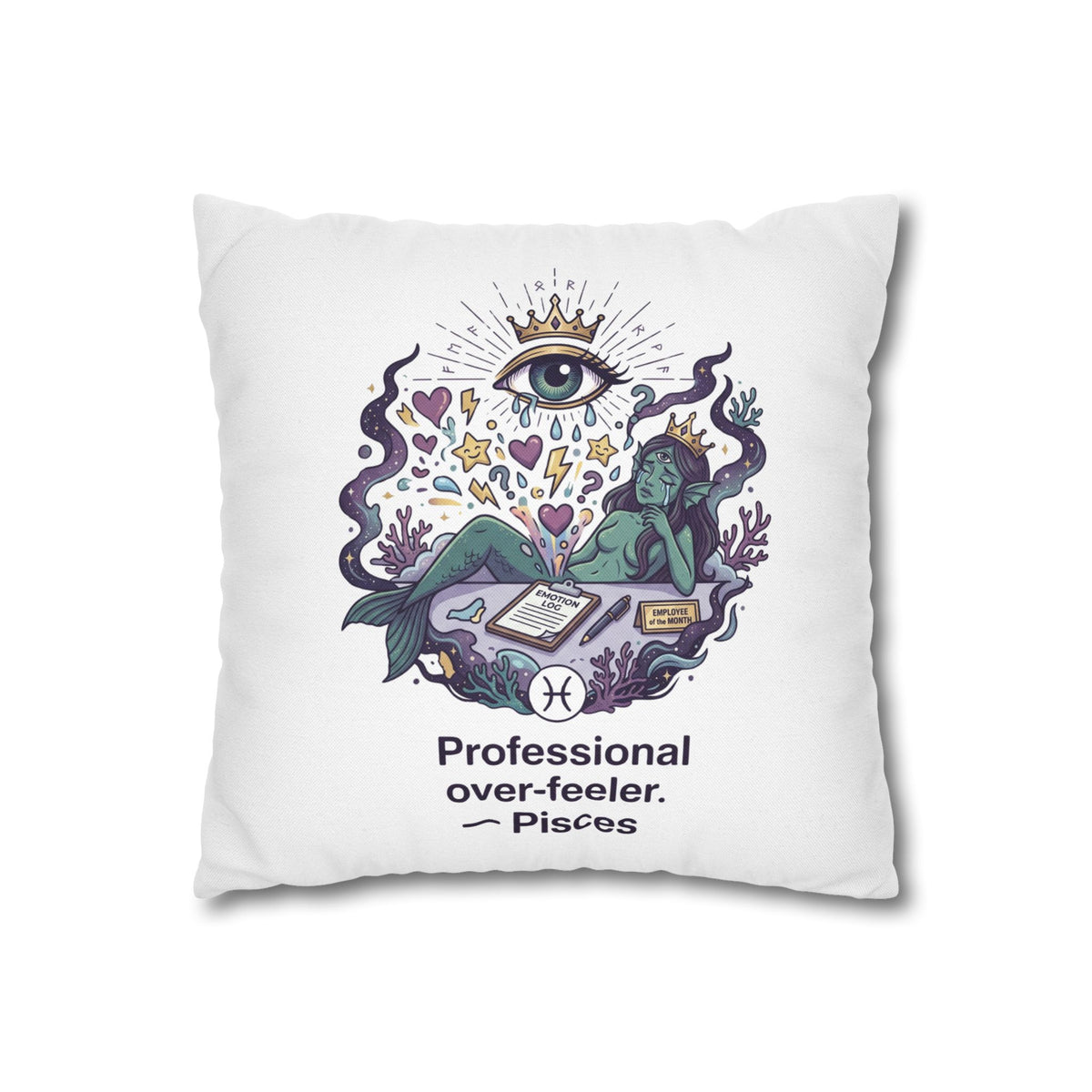 Pisces Zodiac Pillowcase — "Professional Over-Feeler" Decorative Square Pillowcase