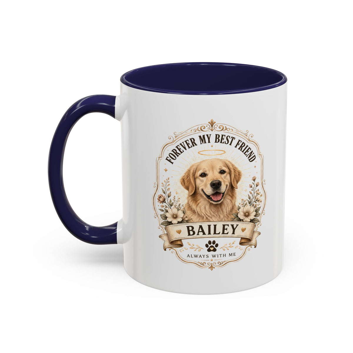 Milo Bailey Dog Dad Mom Dog Memorial Coffee Mug — "Forever My Best Friend" Personalized Golden Retriever