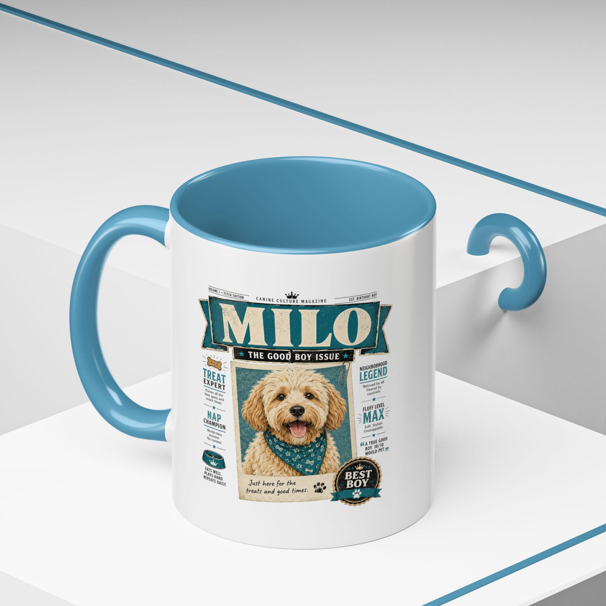 Milo Bailey Dog Dad Mom Personalized Dog Mug – “Milo” Good Boy Vintage Pet Coffee Mug