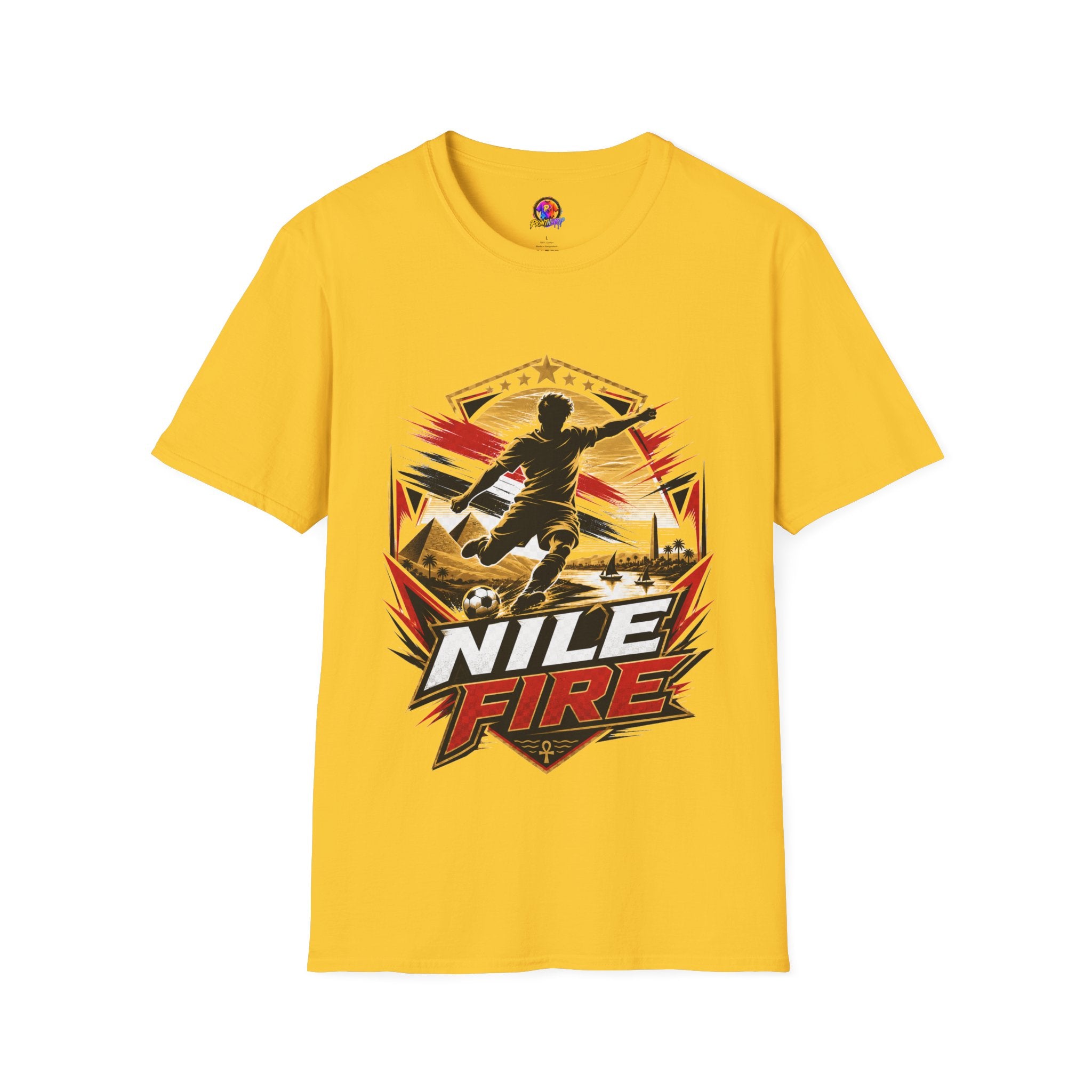 Egypt Soccer Player Nile Fire Graphic T-Shirt — Retro Athletic Team Tee