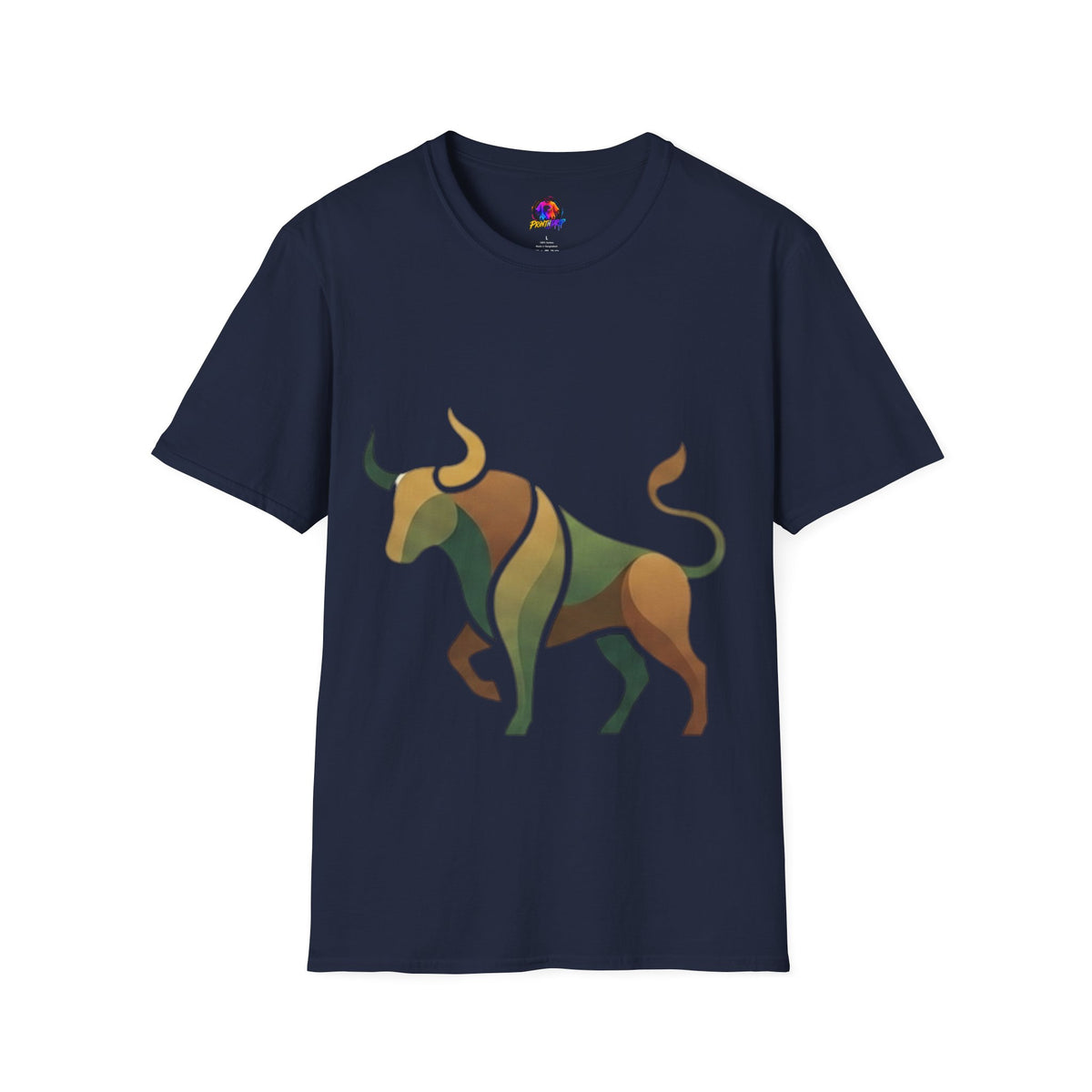 Bull Graphic T-Shirt — Earth Tone Geometric Taurus Design