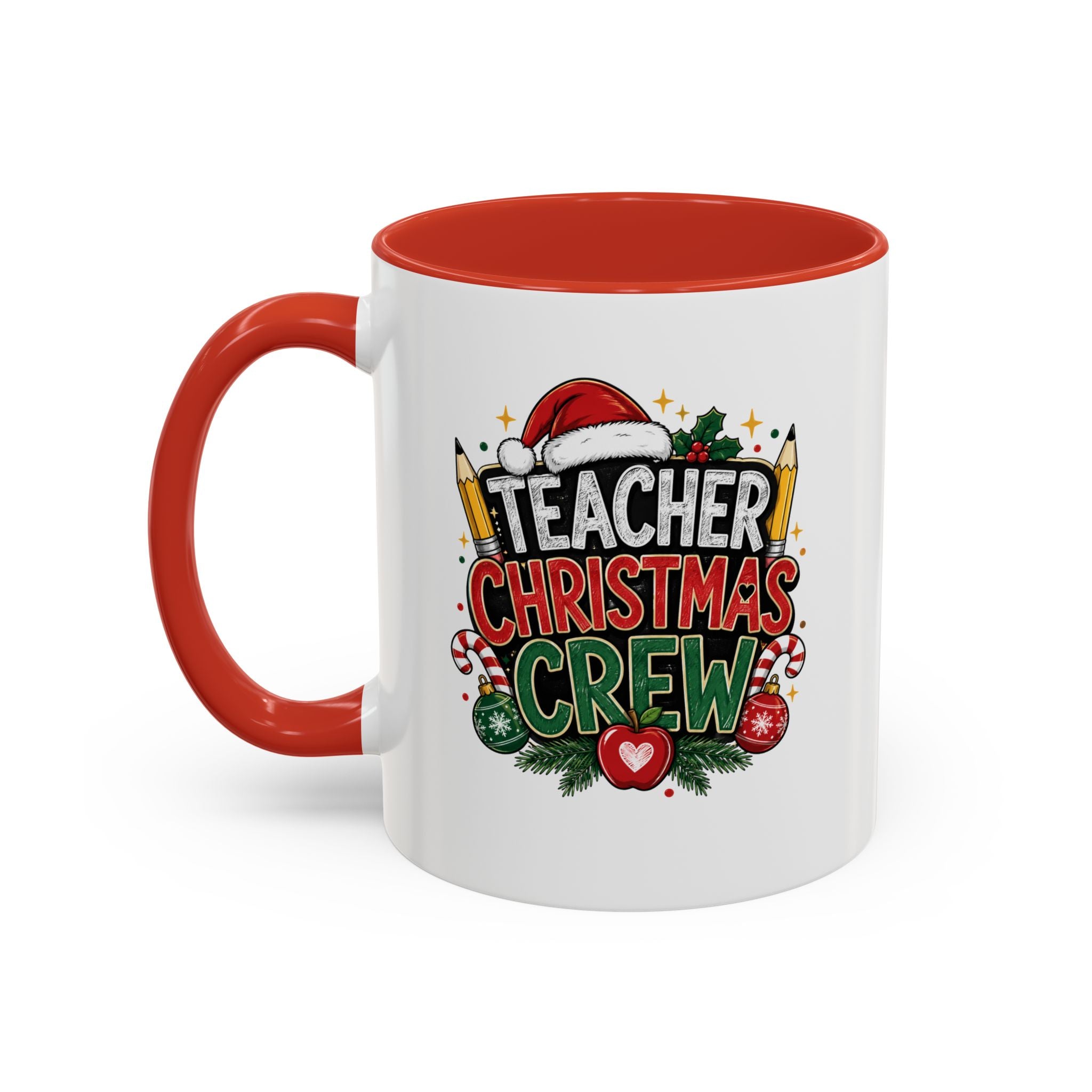 Teacher Christmas Crew Accent Coffee Mug – Holiday Teacher Gift