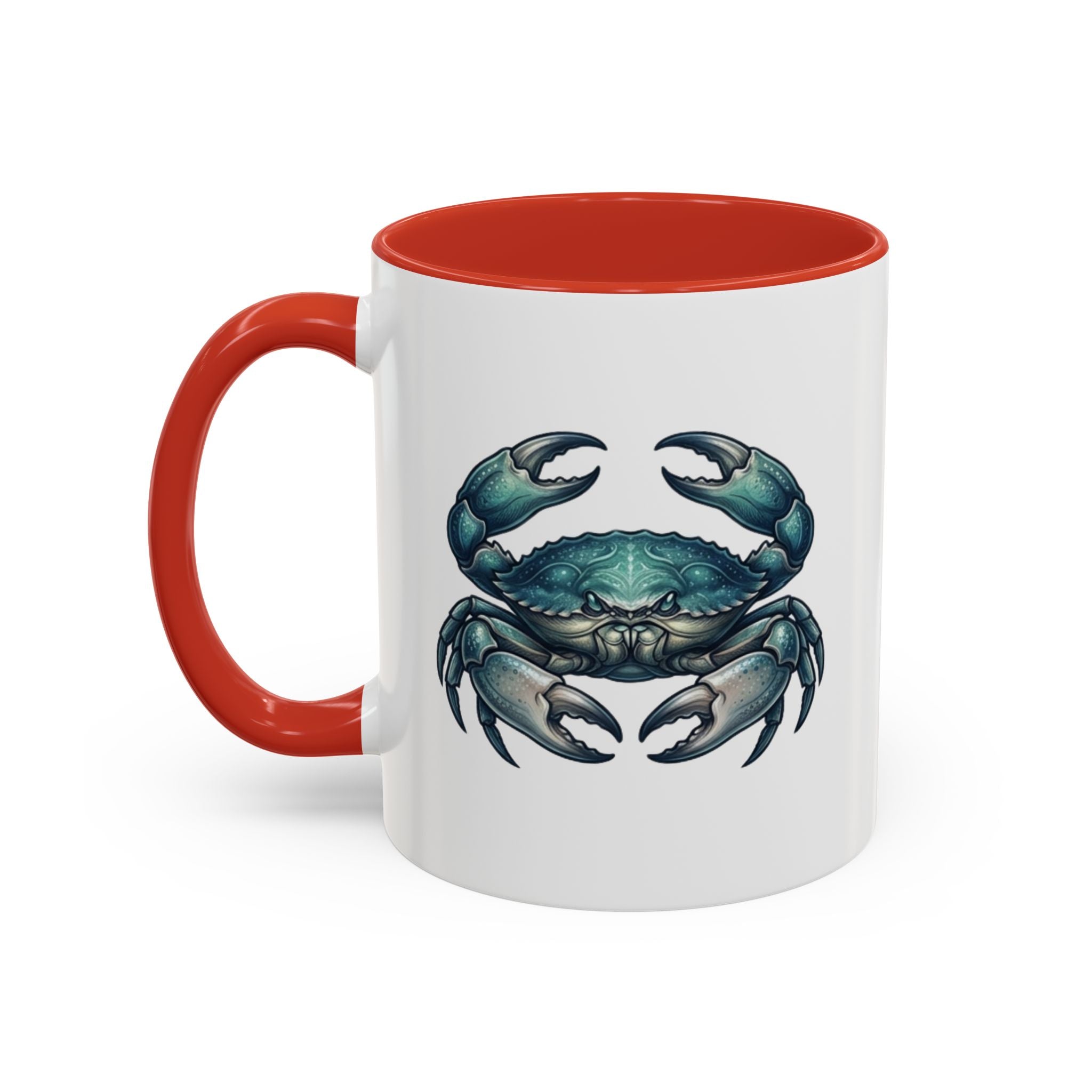 Crab Accent Coffee Mug – Blue Coastal Crab Artwork