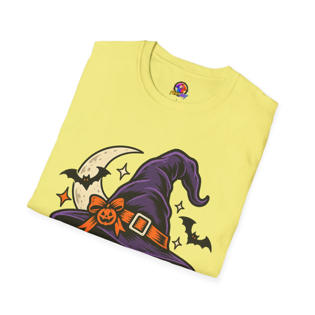 Midnight Mischief Halloween T-Shirt — Witch Hat & Bats Graphic