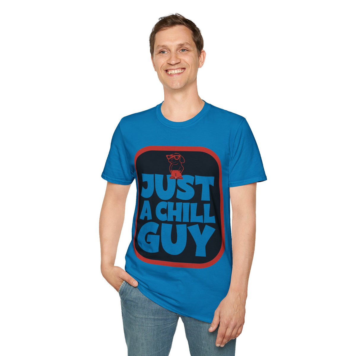 Just A Chill Guy Red Rounded Square T-Shirt - Viral Meme Aesthetic Graphic Tee - Trending Now - September 2026