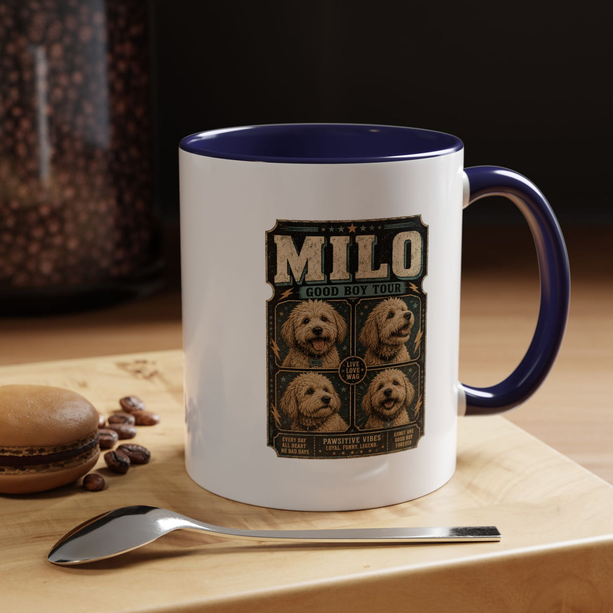 Milo Bailey Dog Dad Mom Personalized Milo Dog Coffee Mug — "Good Boy Tour" Accent Mug