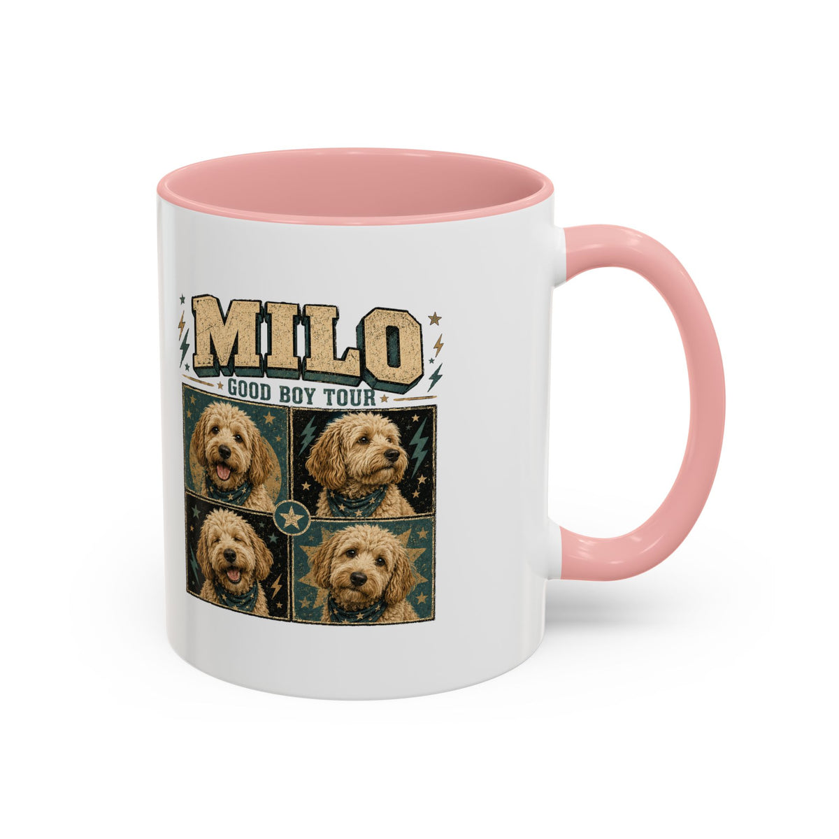 Milo Bailey Dog Dad Mom Personalized Dog Mug — "Milo: Good Boy Tour" Photo Accent Coffee Mug