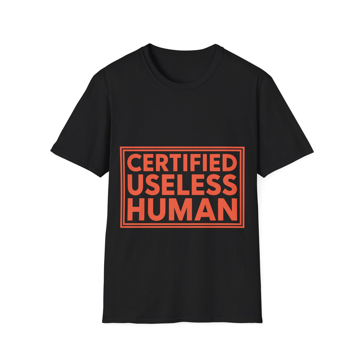 "Certified Useless Human" Red Box Tee | Sarcastic Warning Label T-Shirt - Trending Now - September 2026