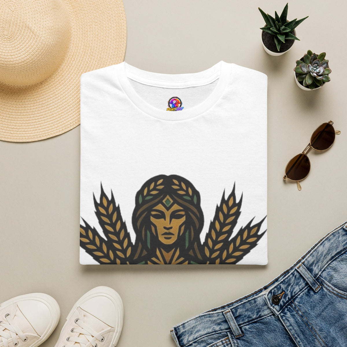 Virgo Zodiac Harvest Goddess T-Shirt — Wheat Maiden Graphic Tee