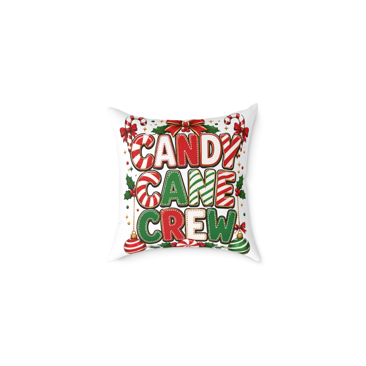 Christmas Candy Cane Crew Square Poly Canvas Pillow