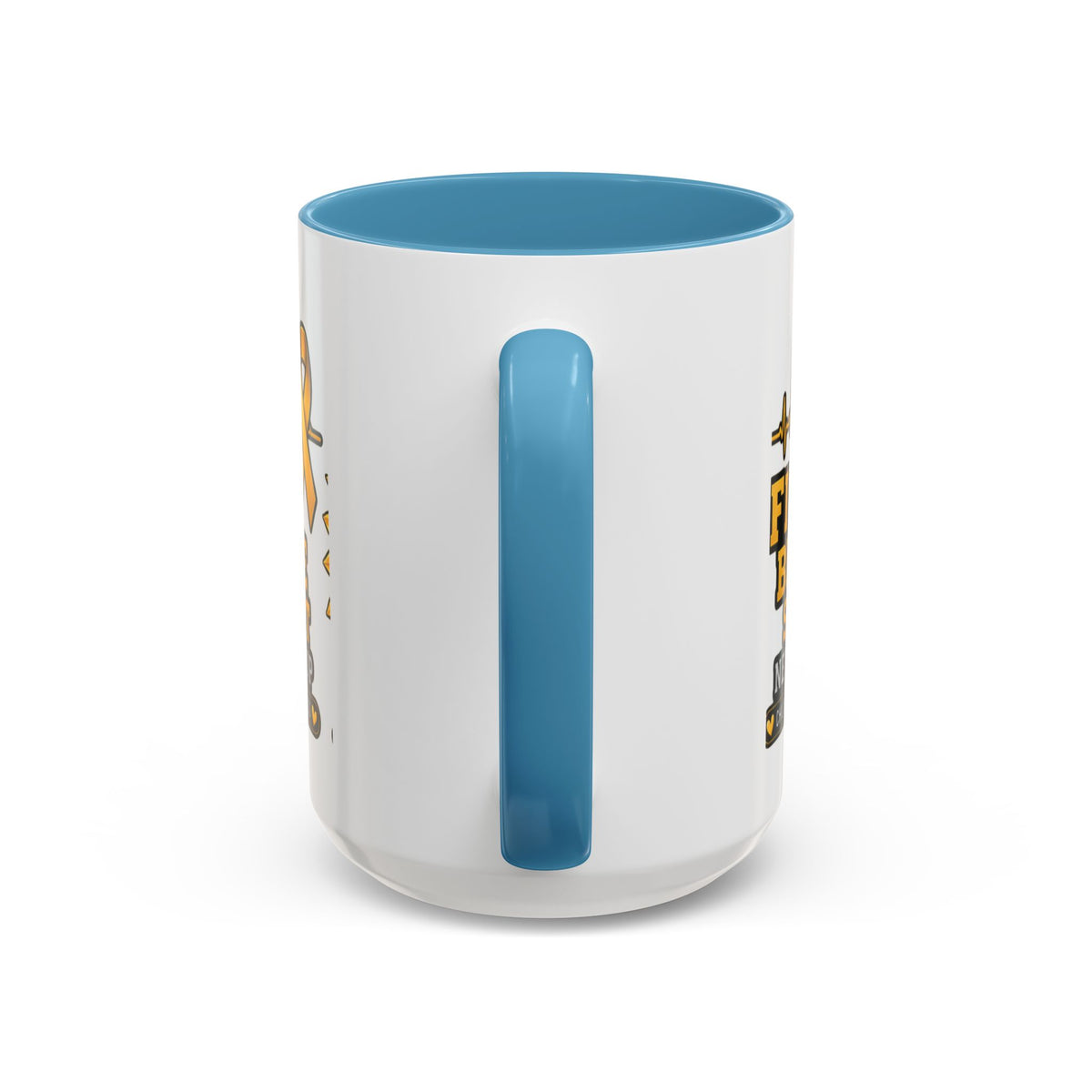 Childhood Cancer Awareness Accent Coffee Mug — "Fight Believe Support" 11/15oz