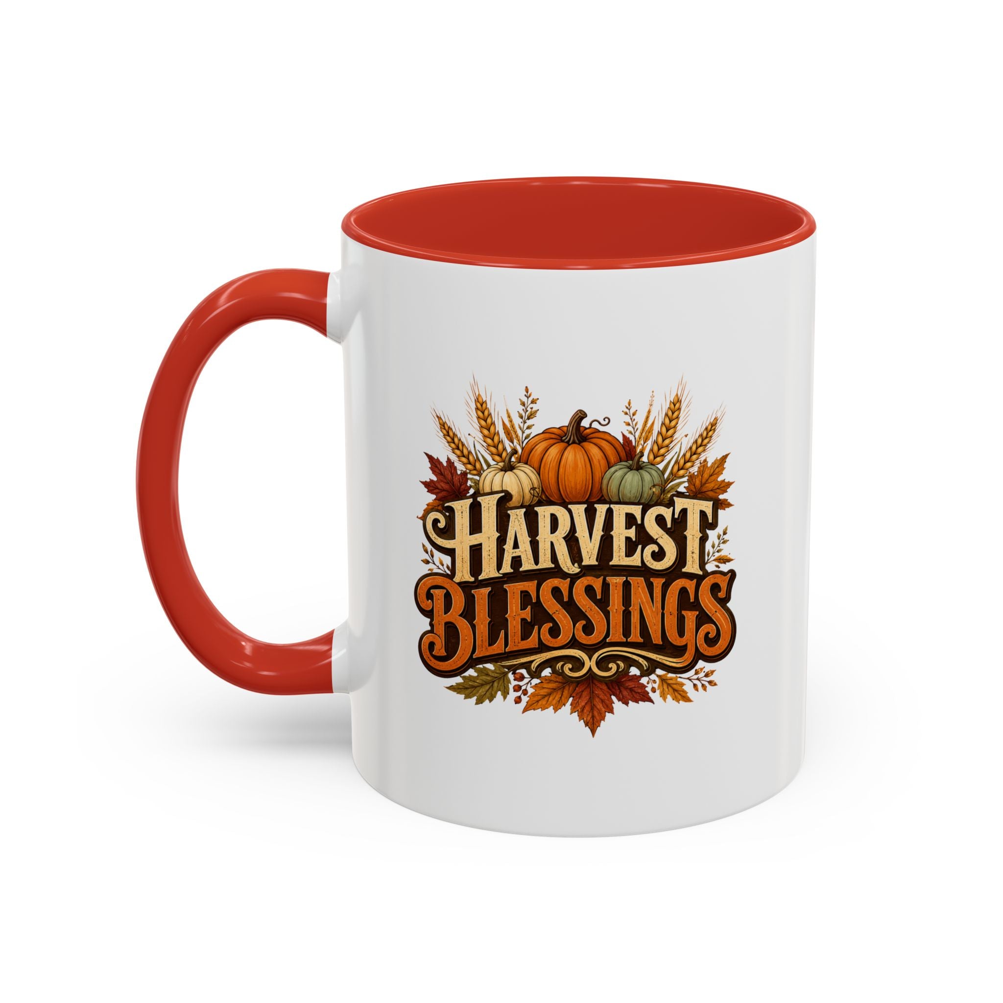 Thanksgiving Mug Harvest Blessings Coffee Mug — Fall Pumpkin & Wheat Thanksgiving Mug
