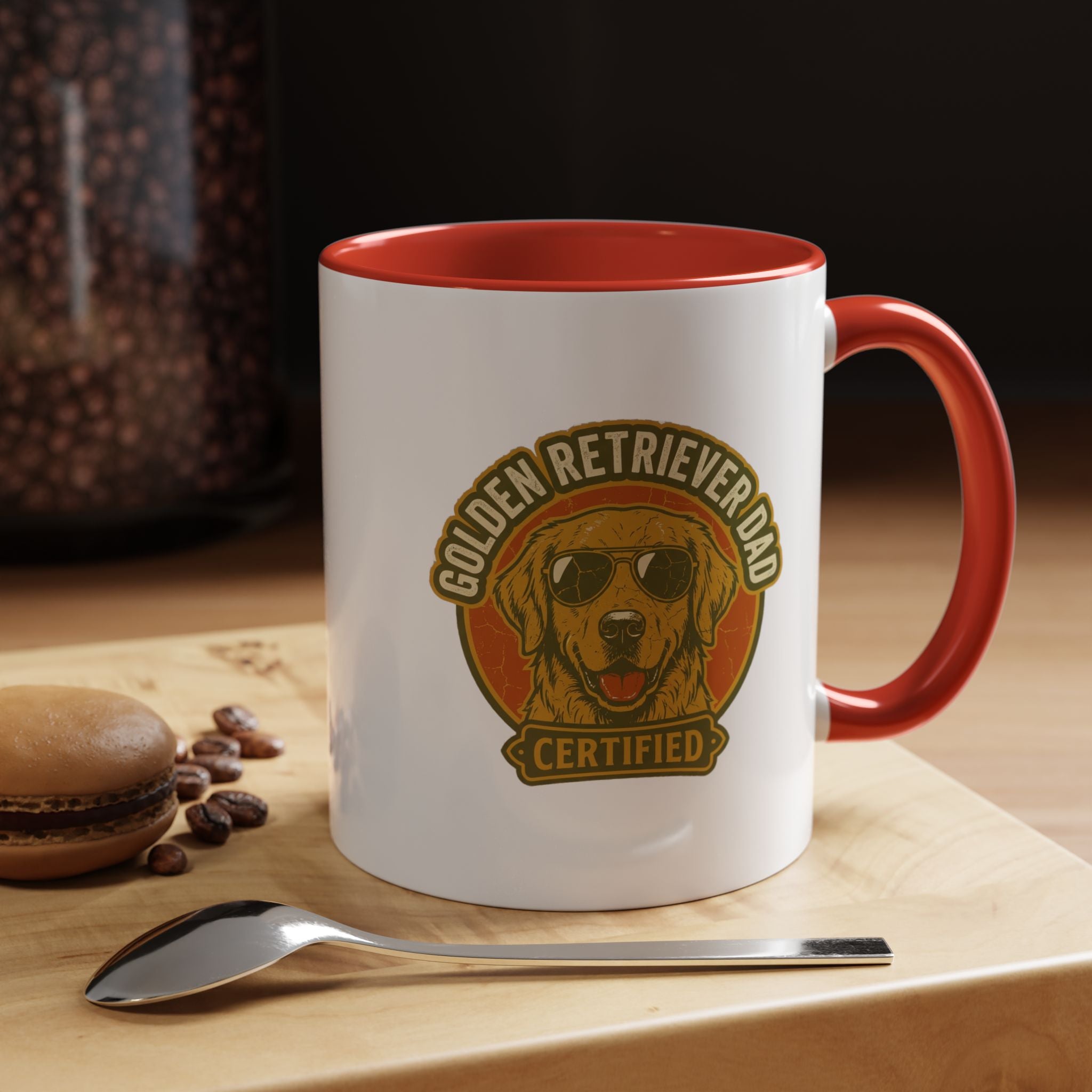 Funny Golden Retriever Dad Coffee Mug — "Certified" Dog Dad Accent Mug