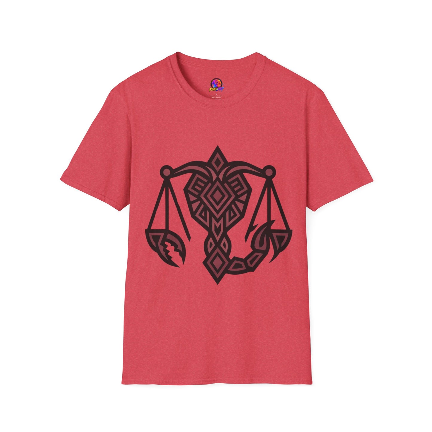 Libra Scales Graphic T‑Shirt — Tribal Zodiac Balance Design