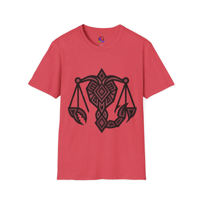 Libra Scales Graphic T‑Shirt — Tribal Zodiac Balance Design