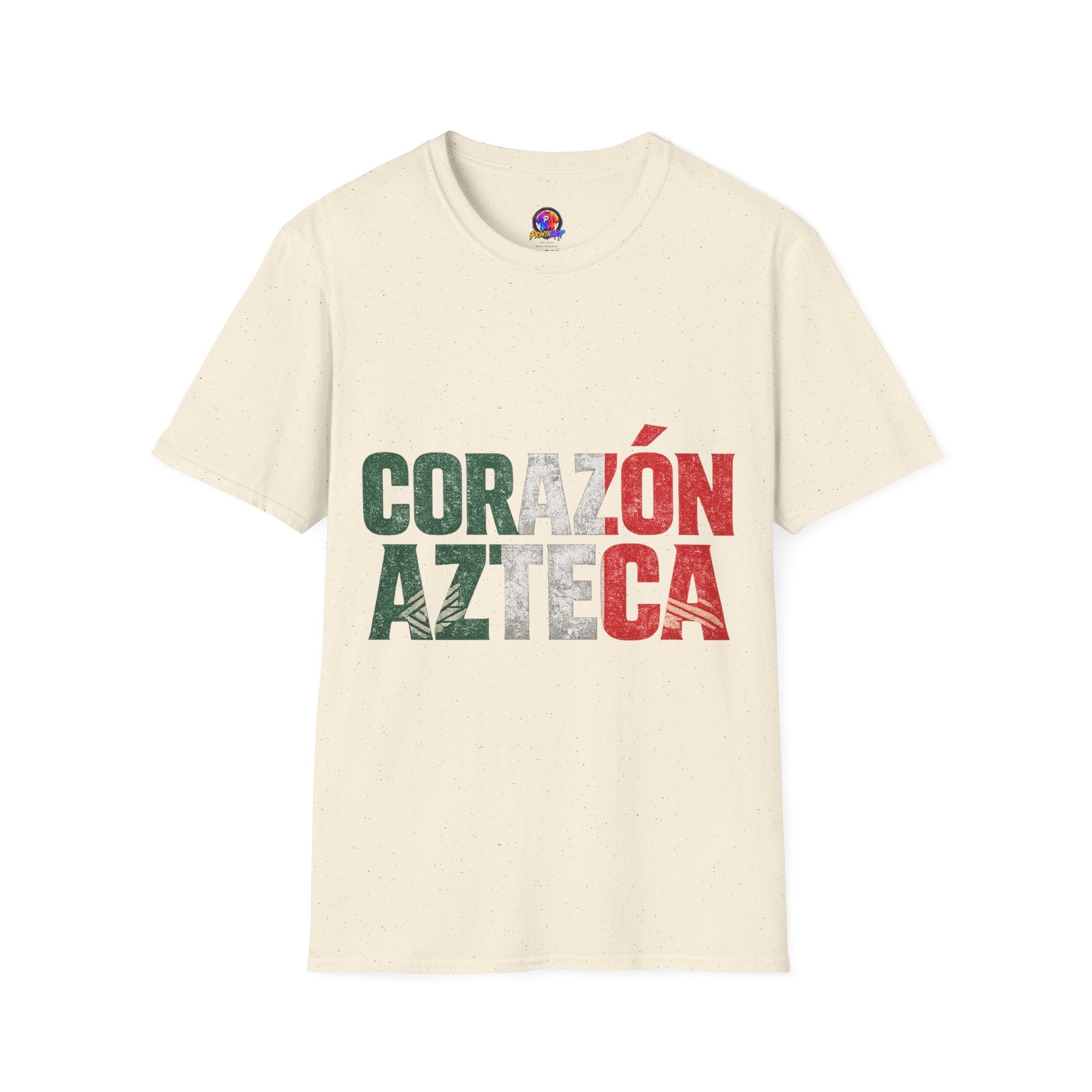 Mexico Corazón Azteca T-Shirt — Mexican Pride Flag Text Tee